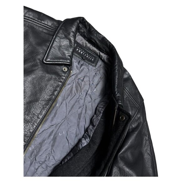 PERRY ELLIS Portfolio GENUINE LEATHER Designer Winter Business Casual Coat Large - Picture 5 of 5